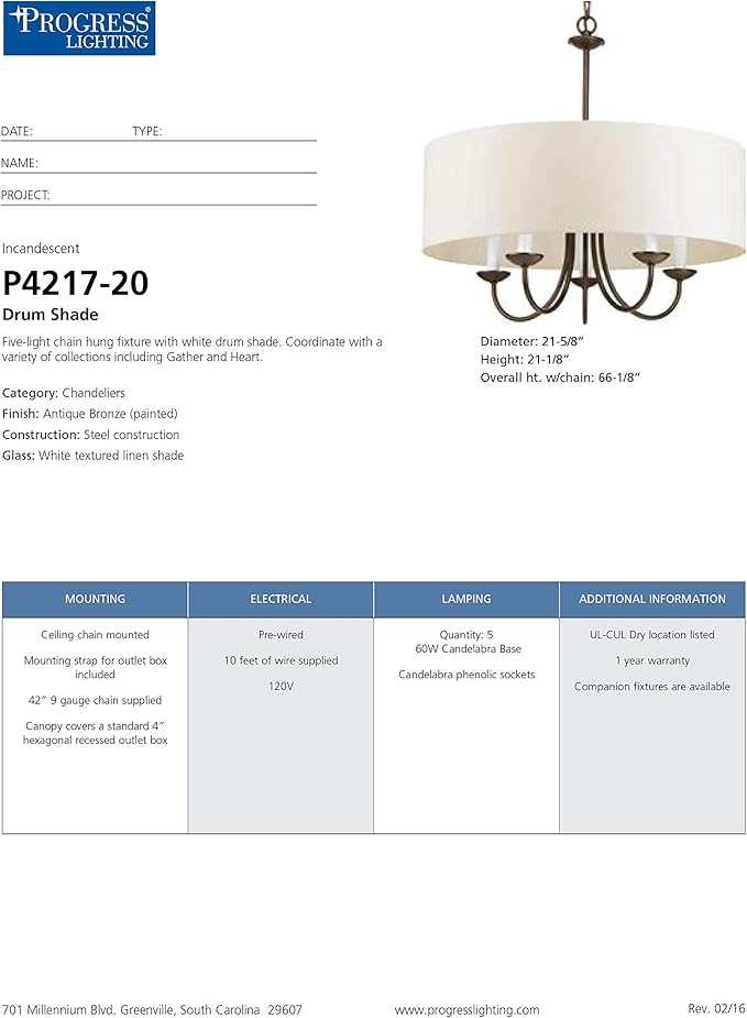 Drum Shade Collection 5-Light White Textured Linen Shade Farmhouse Chandelier Light Antique Bronze
