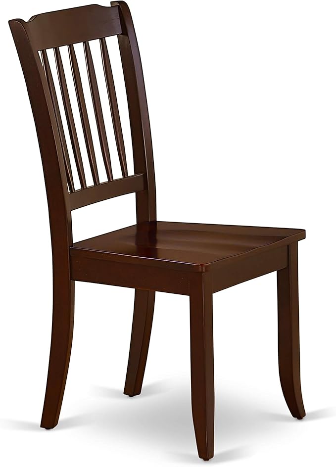East West Furniture DAC-MAH-W Danbury Dining Room Chairs - Slat Back Solid Wood Seat Chairs, Set of 2, Mahogany