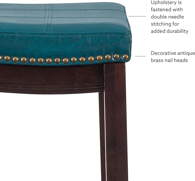 Linon Carson Blue Backless Bar Stool, Brown