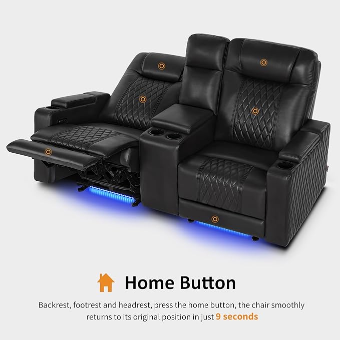 MCombo 80" Zero Gravity Oversized Power Reclining Loveseat with Adjustable Headrest for Living Room, Double Recliner Sofa with USB & Type C, Armrest Storage & LED Light HTS401SET