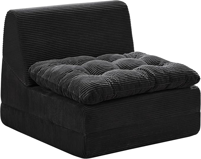 Hobestluk Sofa Couch Folding Sofa Bed Comfy Floor Lounger Convertible Sofa with Removable Cushion Couches for Small Spaces Foldable Mattress for Living Room Bedroom or Office (Cordury Black, Large)
