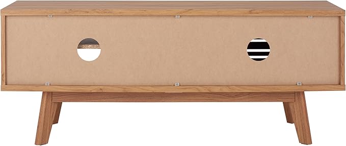 SAFAVIEH Aurelio TV Stand for up to 55" Flatscreen – Oak Brown, 1 Sliding Door with Interior Storage and Open Shelves, Entertainment Media Console (MED9600D)