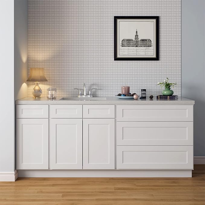 LOVMOR Kitchen Sink Base Cabinet, Unassembled Cabinet, Single Sink Storage Unit, Large Capacity, 24" D*36" W*34-1/2"H