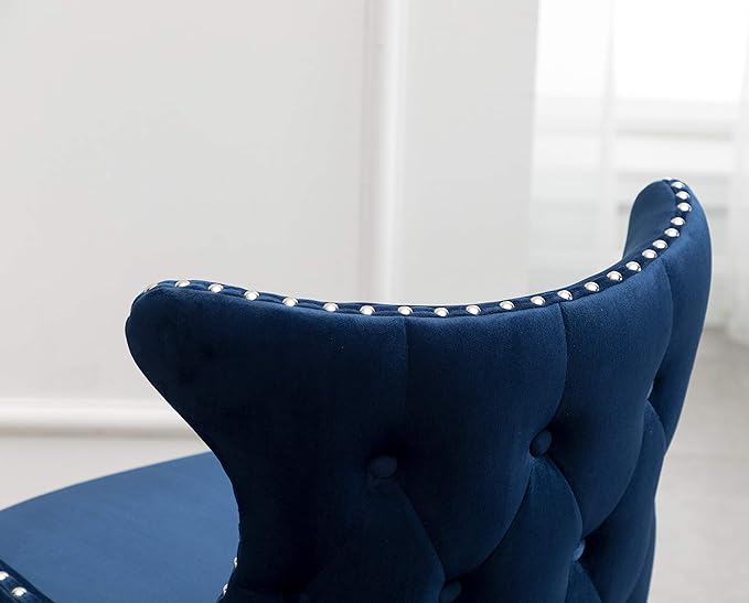 Lindale Contemporary Velvet Upholstered Nailhead Trim Accent Chair, Blue