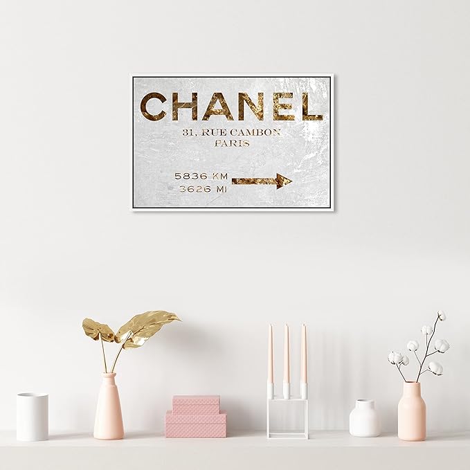 The Oliver Gal Artist Co. Contemporary 16 in x 24 in Paris Couture Luxury Framed Canvas Wall Art Bedroom Gold