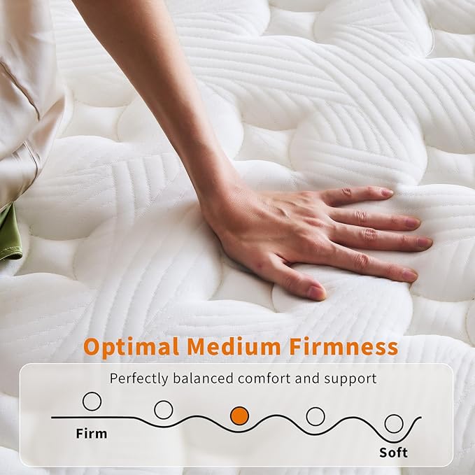 12 Inch Mattress,Medium Firm Hybrid Memory Foam & Pocket Springs for Pressure Relief CertiPUR-US Certified Fiberglass Free, 500 Night Trial (12 inch, King)
