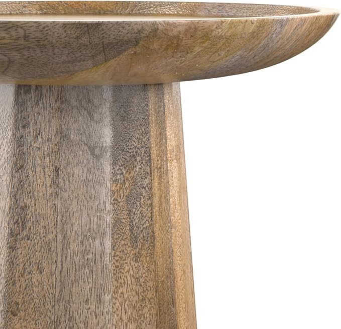 SIMPLIHOME Dayton End Table - 13 inch Wide Solid Mango Wood Round Accent Table in Natural, Handcrafted Contemporary Nightstand or Lamp Stand for Living Room or Bedroom with Textured Finish, Assembled
