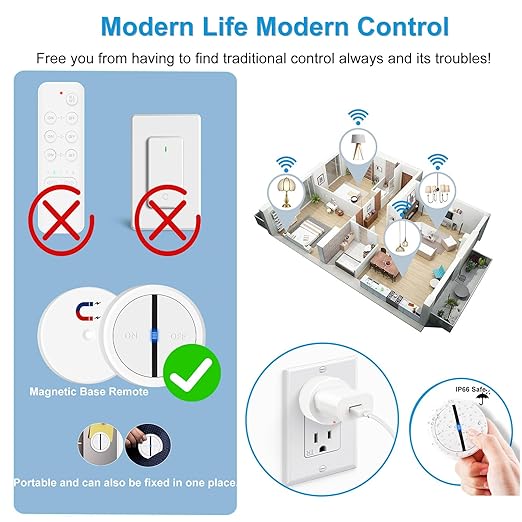 Greencycle Garbage Disposal Wireless Switch Kit,On/Off Switch with Remote Magnetic Base,Air Switch Replacement with No Wiring,No Drilling On Sink Top,500FT RF Range,15A/1500W for Household Appliances