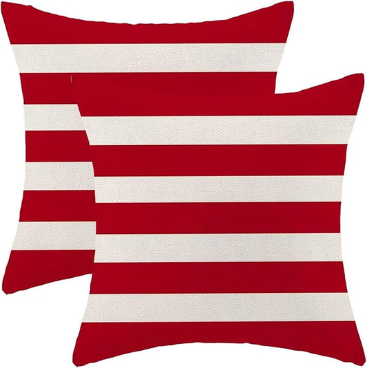 BETGINY 4th of July Pillow Covers 18x18 Set of 2, Memorial Day Red Strips Decorations Throw Pillow Covers Linen Patriotic Independence Day Cushion Case for Couch Sofa Summer Home Outdoor Decor