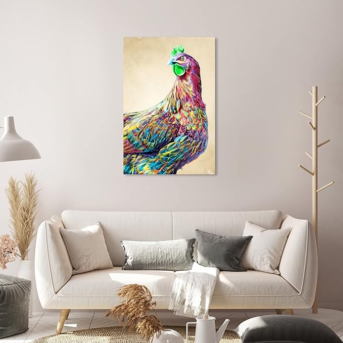 The Oliver Gal Artist Co. Fun Colorful Glam Rooster Canvas Art, 20" x 20"