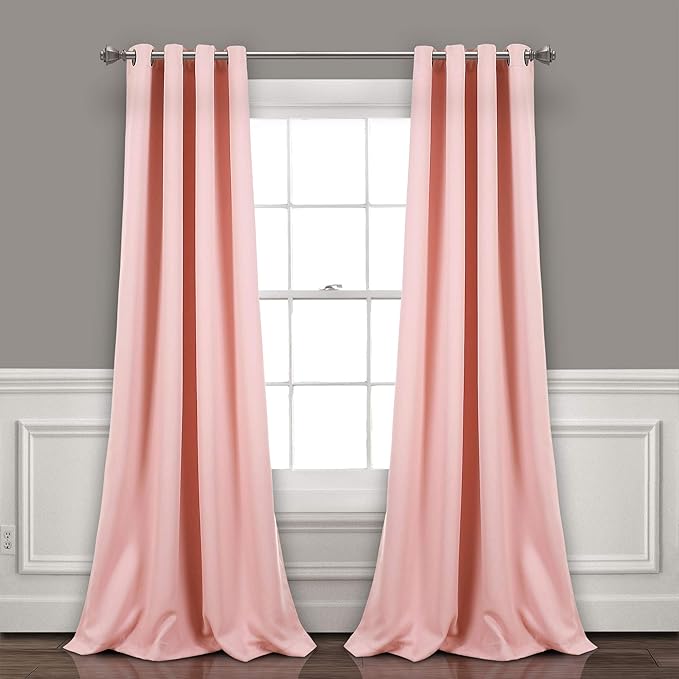 Lush Decor Insulated Grommet Blackout Window Curtain Panels, Pair, 52" W x 84" L, Pink - Classic Modern Design - Chic Window Decor - Long Curtains For Living Room, Bedroom, Or Dining Room