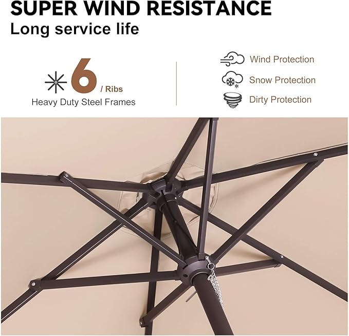 7.5ft Outdoor Patio Umbrella - Table Umbrella Waterprool UV Protection, Sombrillas de Patio with Push Button Tilt, Sun Umbrella for Pool, Porch, Garden, Deck, Backyard (Beige)