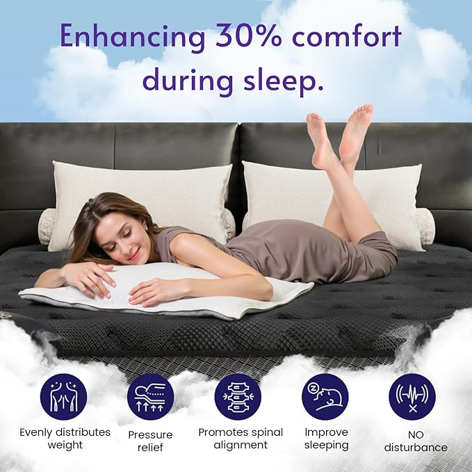 King Size Mattress, 12 Inch Deluxe Hybrid King Mattress in a Box, Medium Firm Mattresses with Gel Memory Foam & Pocket Springs, Pressure Relief, Cooling, Extra Edge Support [Upgraded Support]