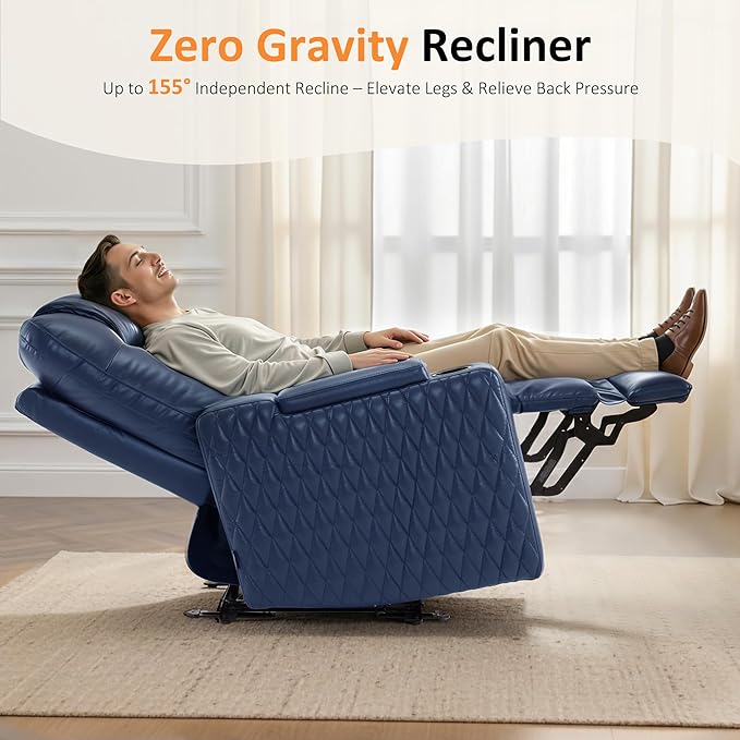 MCombo 65" Zero Gravity Oversized Power Reclining Loveseat with Adjustable Headrest for Living Room, Double Recliner Sofa with USB & Type C Port, Armrest Storage & LED Light HTS401SET