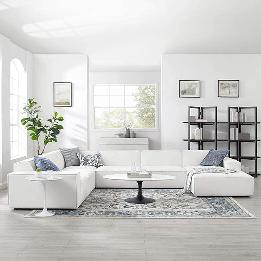 Modway Restore Upholstered Sectional Sofa, 7-Piece Set, White