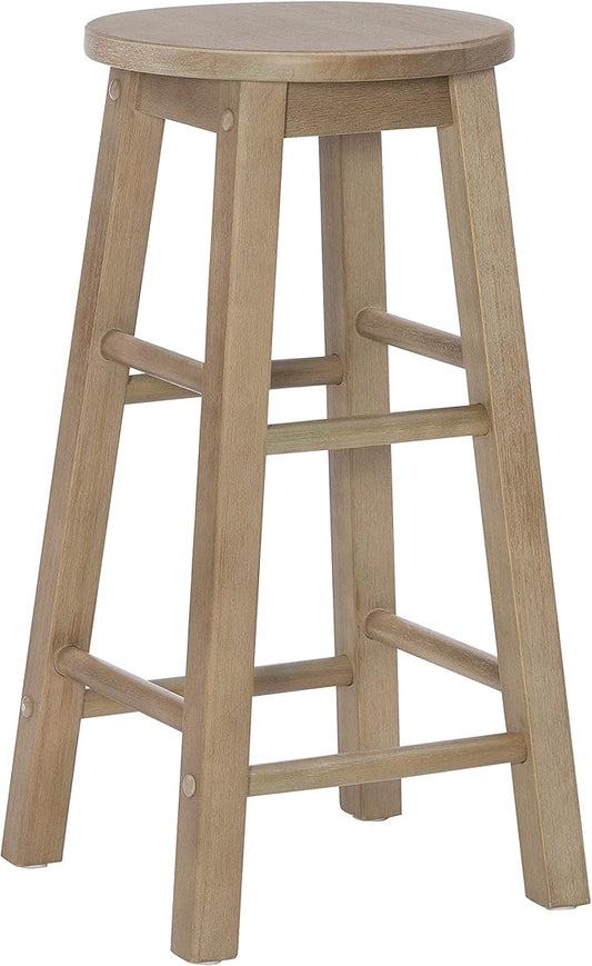 Zeke Grey Wash 24" Counter Stool with Round Seat by Linon