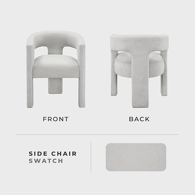 Lexicon Modern Boucle Upholstered Dining Chairs Set of 2, Curved Backrest Accent Chair with Plywood Frame and Plush Seat, for Dining Room, Home Office, No Assembly Required, Light Grey