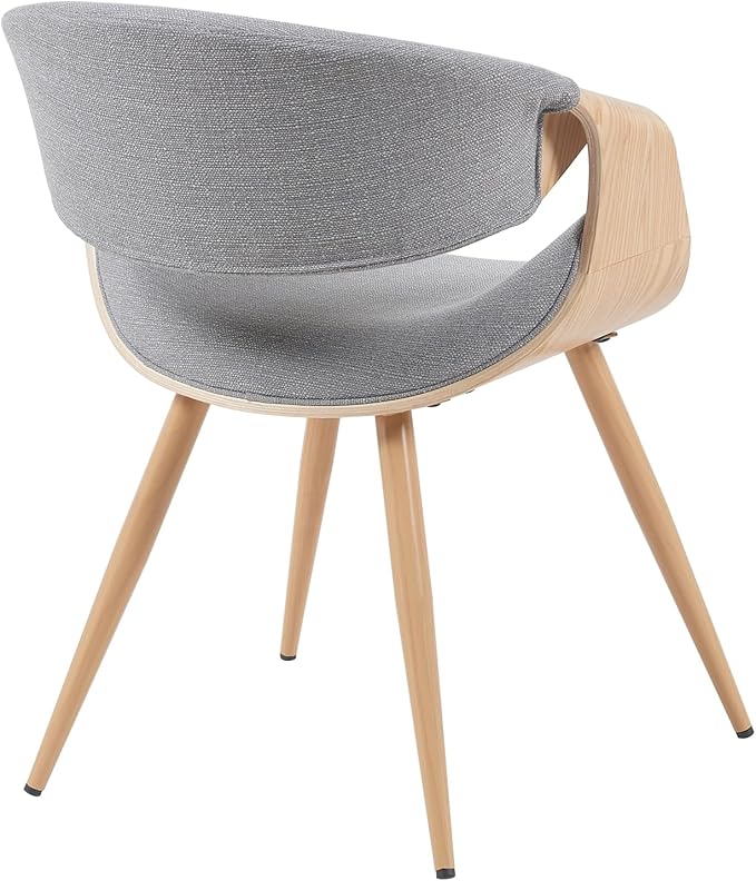 Armen Living Butterfly Mid-Century Dining Chair with Grey Fabric Upholstered Seat and Oak Finish