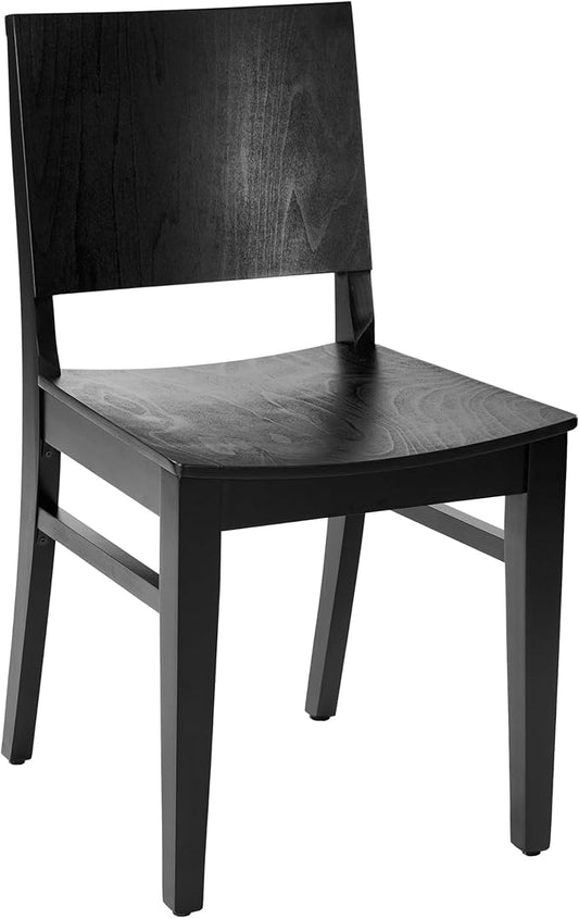 Flash Furniture Naples Commercial Solid Wood Dining Chair, Curved Backrest, Sturdy Mortise and Tenon Construction, Black
