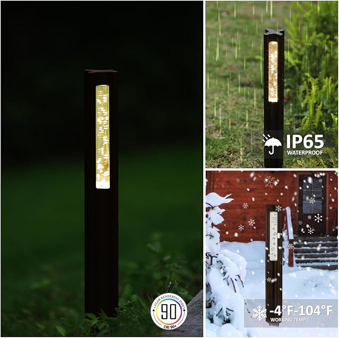 LED Low Voltage Pathway Lights Wired, 3W 12V Low Voltage Landscape Lighting for Outdoor Path Walkway Driveway, Crystal Bubble Design, 3000K Warm White, Aluminum, IP65, ETL, Bronze, Pack of 1