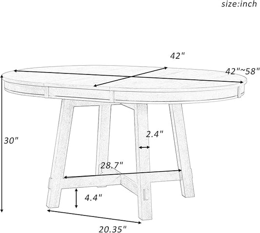 ERYE Farmhouse Style Wooden Dining Table 42-Inch Functional Extendable Round Dining Table with 16" Leaf and X-Cross Legs,Oval Wooden Diningtable for Home Apartment Diningroom, Natural Wood Wash
