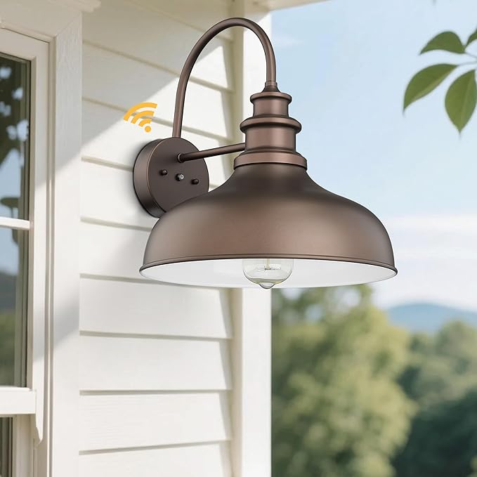 Bestshared Dusk to Dawn Sensor Farmhouse Barn Light, Outdoor Wall Sconce, Outdoor Wall Lantern for Porch, Exterior Light Fixtures Porch Lights(Orb+White, 2 Pack)