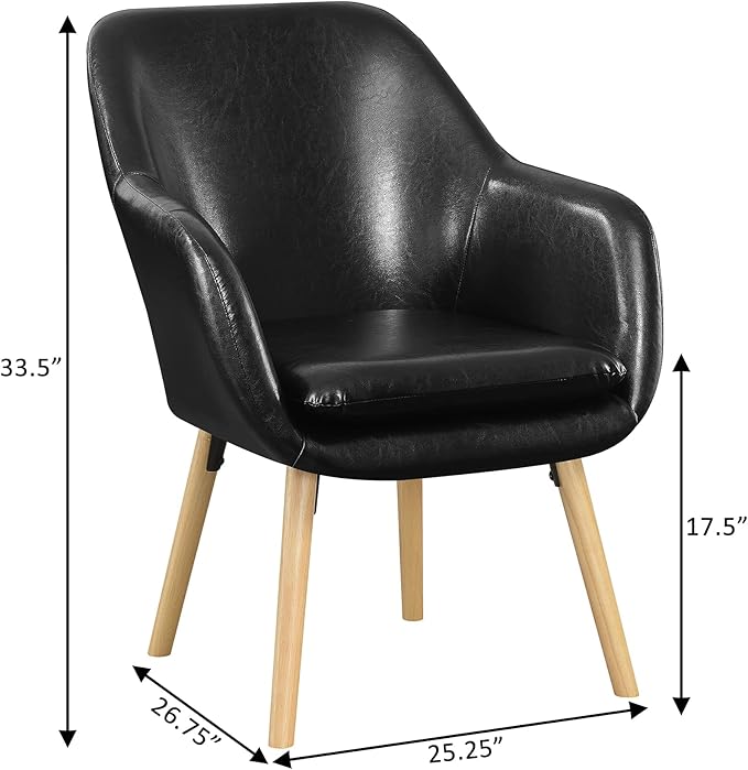Convenience Concepts Take a Seat Charlotte Accent Chair, Black Faux Leather
