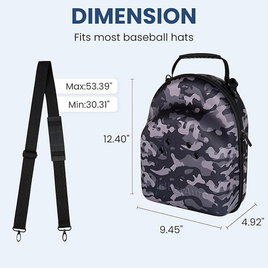 Camo Hat Case for Baseball Caps, Crush-Proof Hard Shell Travel Hat Storage Organizer for 6-7 Caps, Breathable Cap Carrier with Airflow Eyelets for Closet & Travel, Water-Resistant 1680D Oxford