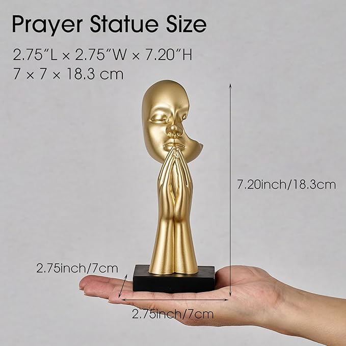 3 Pcs Gold Decor Prayer Statues, Modern Prayer of Peace Figurines Home Decorations for Living Room, Abstract Art Sculptures for Bedroom Bookshelf Coffee Table Centerpiece, Gifts for Women