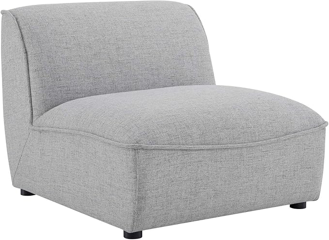 Modway Comprise Fabric Upholstered Sectional, Armless Chair, Light Gray