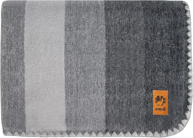 Alpaca Wool Blanket – Twin Size, 75 x 38 Inches – Warm & Lightweight – Couch, Bed, or Outdoor Blanket – Gray