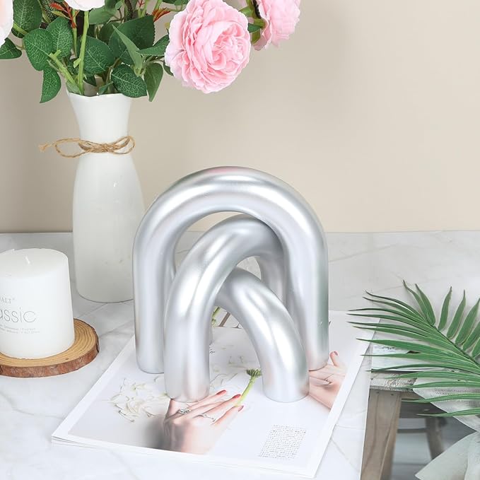 HMASYO 3Pcs Sliver Arch Decorative Objects Statue, Coffee Table Bookshelf Aesthetic Decor for Living Room Bedroom, Knick Knacks Home Table Top Decor for Shelves Boho Office Decor