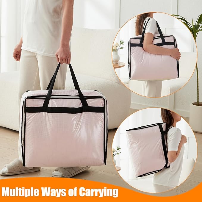 40L Clear Storage Bags for Blanket, Clothes, Comforter, Bedding, Sheet, Pillow - Closet Organizers and Storage Containers, Under Bed Storage Bag with Zipper (Clear, 3 Pack)