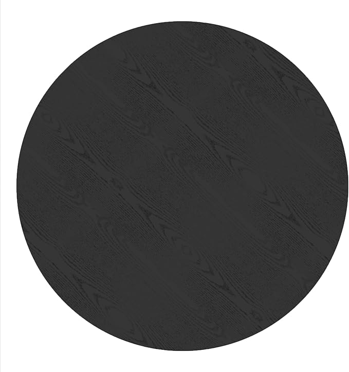 Casaphoria 46" Round Dining Table for 2-4, Farmhouse Style Small Table with Stripes Base, Easy Assembly for Living Room, Kitchen, Bar, Black