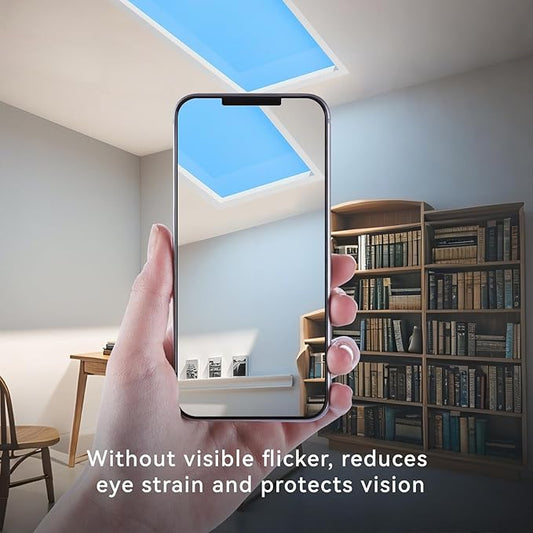 2x1 Ft Smart Blue Sky Light Ceiling Lamp, APP Control and Biological Rhythm Simulate Sunlight Irradiation, Artificial Skylight for Living Room, Bathroom, Office (2x1 Ft)