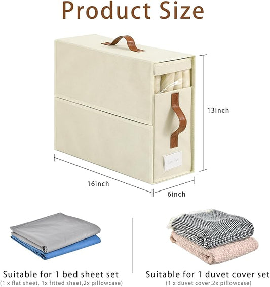 Bed Sheet Organizers and Storage, 8 Pack Linen Closet Organizers, Foldable Bedding Storage for Queen or King Size Bedsheets, Duvet Covers and Pillows