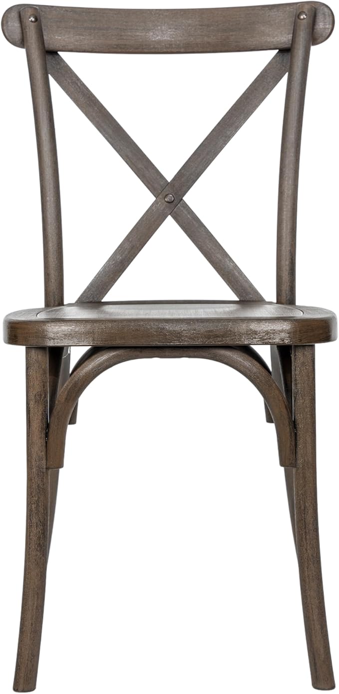 Flash Furniture Hercules Commercial Indoor/Outdoor Cross Back Chair, Wood Look, Weather-Resistant, Lightweight Design, Versatile Use, Set of 2, Dark Brown