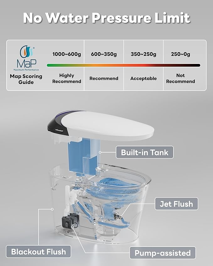 CANEST Smart Toilet with Foam Shield, 17.5" ADA Chair Height, 1.1/1.6GPF Dual-Flush Bidet Toilet, 12" Rough-in, One Piece Toilet, Auto Open/Close, Instant Hot Water, Eco Mode, Deodorization