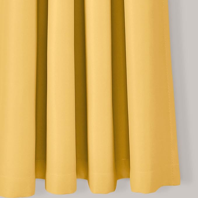 Lush Decor Insulated Grommet Blackout Window Curtain Panels, Pair, 52" W x 63" L, Yellow - Classic Modern Design - Chic Window Decor - Curtains For Living Room, Bedroom, Or Dining Room