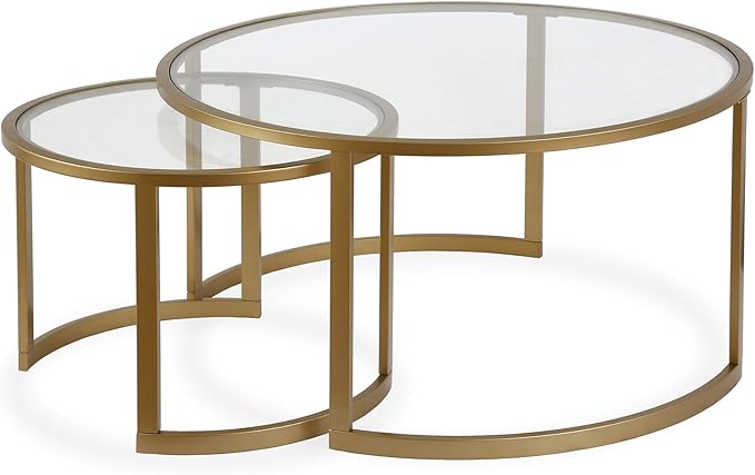 Mitera Round Nested Coffee Table in Brass