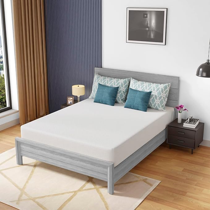 10 Inch Memory Foam Mattress Queen Mattress Wave Comfort Foam Mattress CertiPUR-US Certified,Removable Soft Cover, mattresses for Bed frame, Bunk Bed, Trundle, Daybed,White,Fiberglass Free