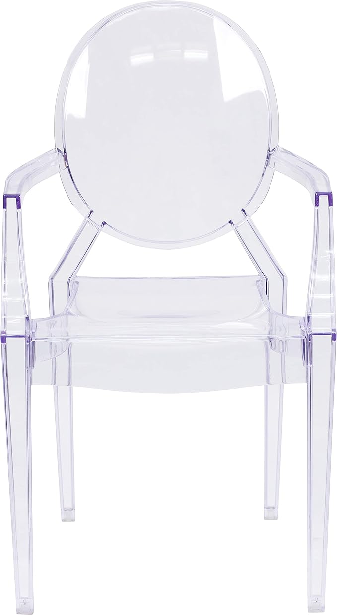 Flash Furniture Max 4 Pack Indoor-Outdoor Ghost Chair with Arms in Transparent Crystal