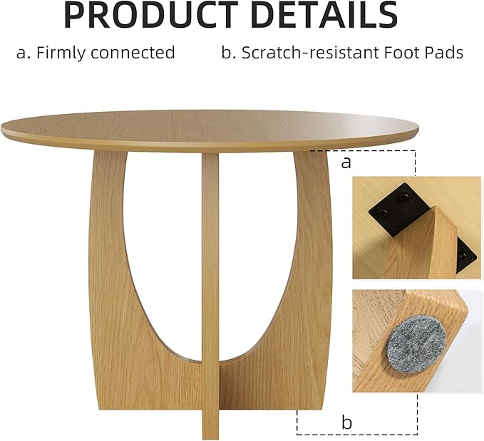 Casaphoria 59" Round Dining Table for 8 with Scratch-Resistant Top & Cross Arched Legs – Modern Farmhouse Kitchen Table for Dining Room, Living Room, Bar, Easy Assembly, Oak