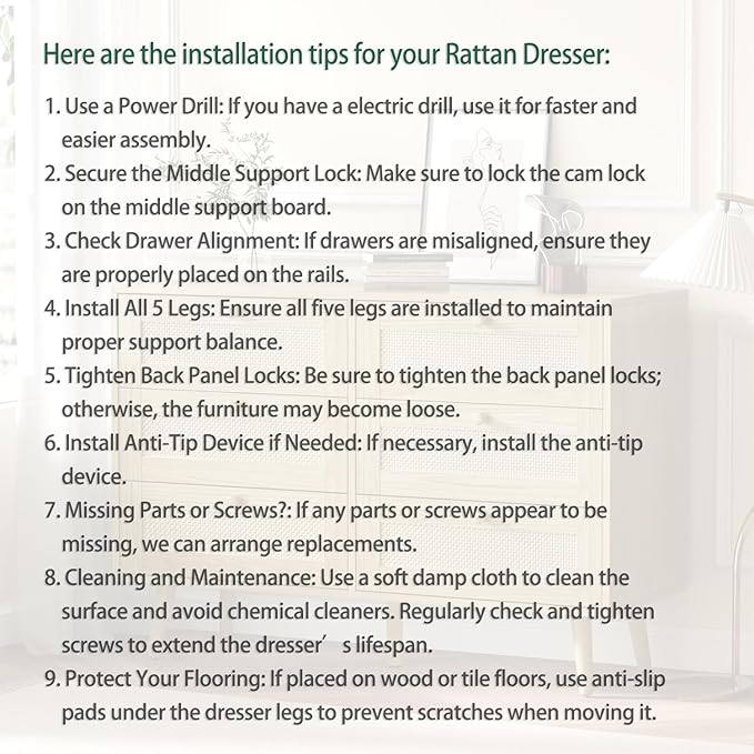 6 Drawer Rattan Dresser for Bedroom, Modern Wooden Dresser Chest with Handles for Bedroom, Hallway and Living Room, Wood Oak
