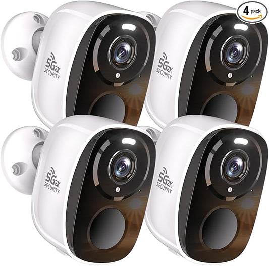 4pcs 5G/2.4G WiFi Security Cameras Wireless Outdoor,2K Home Indoor Camera with AI Detection, Siren,Wireless Cameras for Home Security with Color Night Vision, 2-Way Talk, IP65, Works/Alexa, Cloud/SD