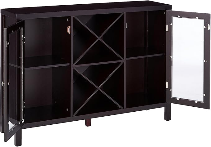 Kings Brand Furniture - Wine Rack Bar Cabinet, Kitchen Sideboard and Buffet Table with Storage for Dining Room, Living Room, Espresso