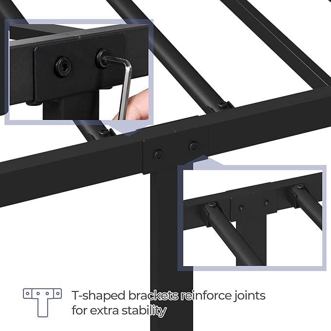 Yaheetech 14 Inch Full Size Bed Frame Metal Platform Bed with Spindle Headboard Footboard/Mattress Foundation/No Box Spring Needed/Underbed Storage Space/Steel Slat Support/Easy Set up, Black