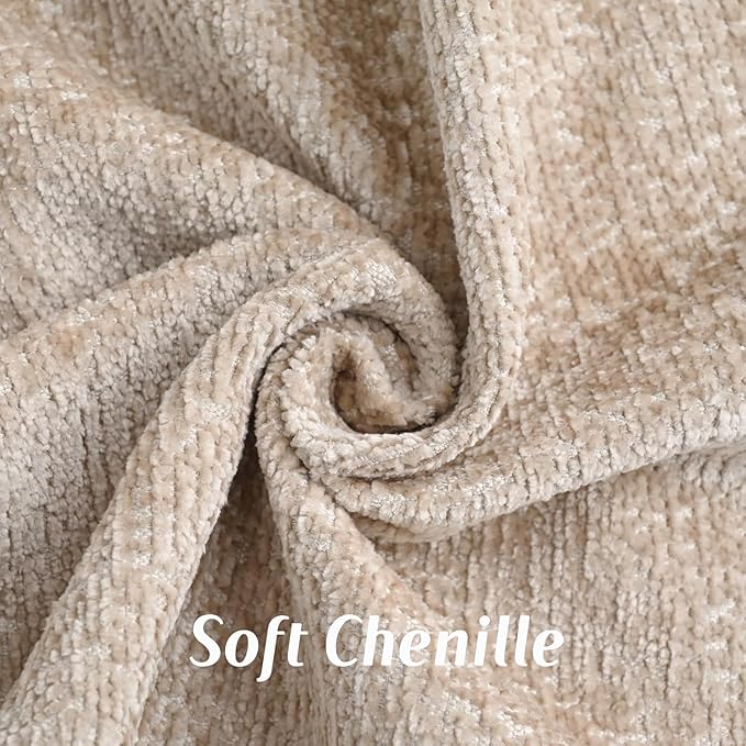 FUTEI Oatmeal Chenille Throw Pillow Covers 20x20 Inch Set of 2,Soft Cozy Bound Edge Design Cushion Case,Home Decor for Couch Bed Living Room