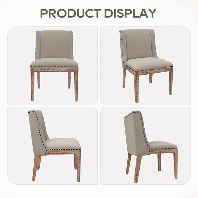 Dining Chair Set of 4, Upholstered Fabric Kitchen Side Chairs with Solid Wood Legs, Comfortable Seating for Kitchen, Dining Room & Restaurant, Camel