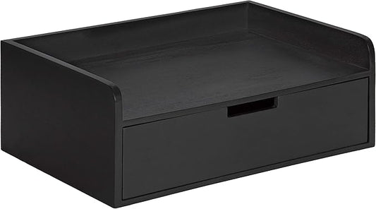 Kate and Laurel Kitt Modern Floating Wall Shelf Side Table with Drawer, 18" x 12" x 6.5", Black